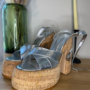 Schutz Keffa Cutout Metallic Leather Sandal